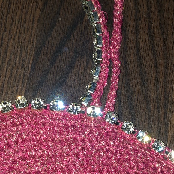 🔥 NWT LISA MAREE Delicate Dreams Crochet Crop Top in Pink Metallic 🔥 - Picture 8 of 9